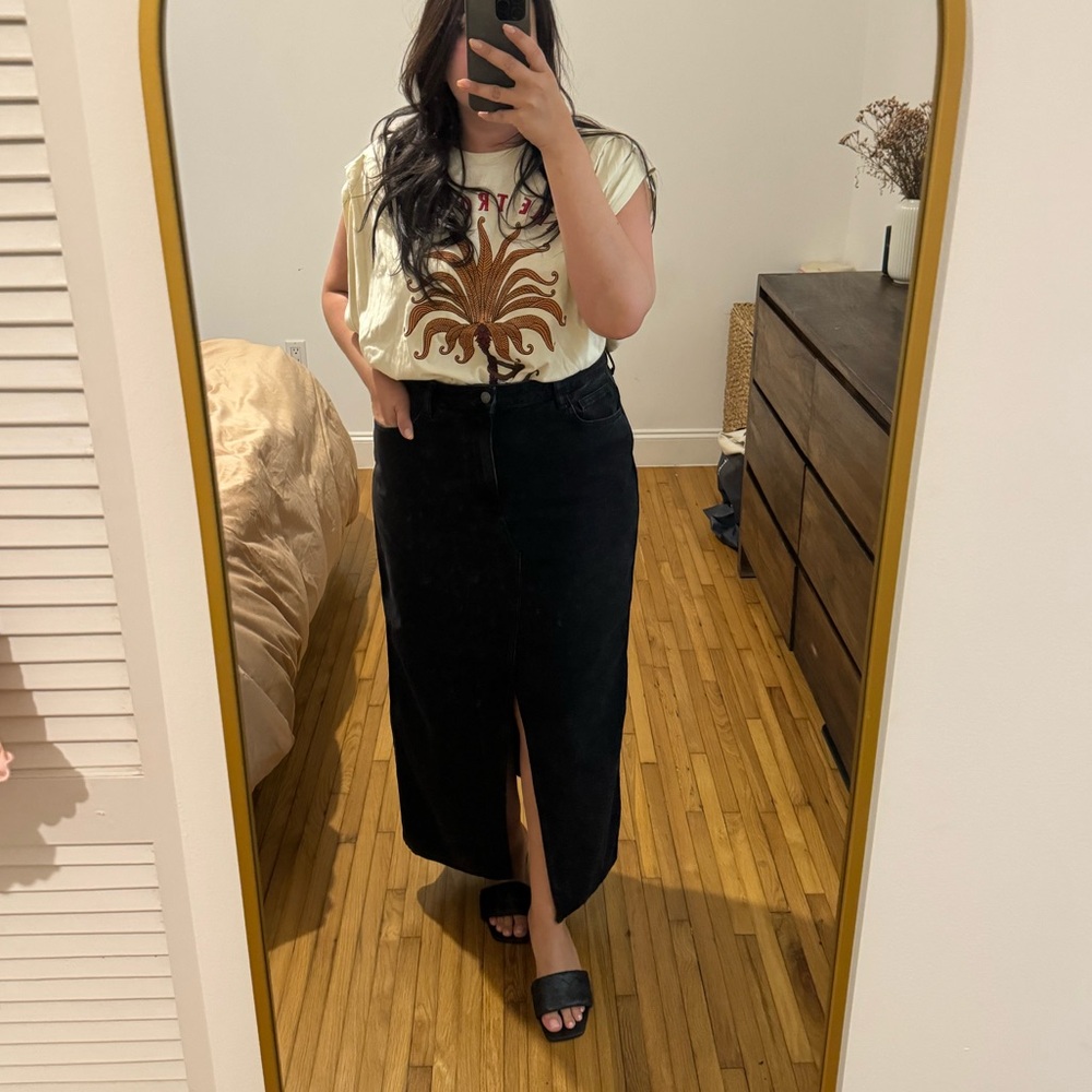 Mango Slit Denim Skirt